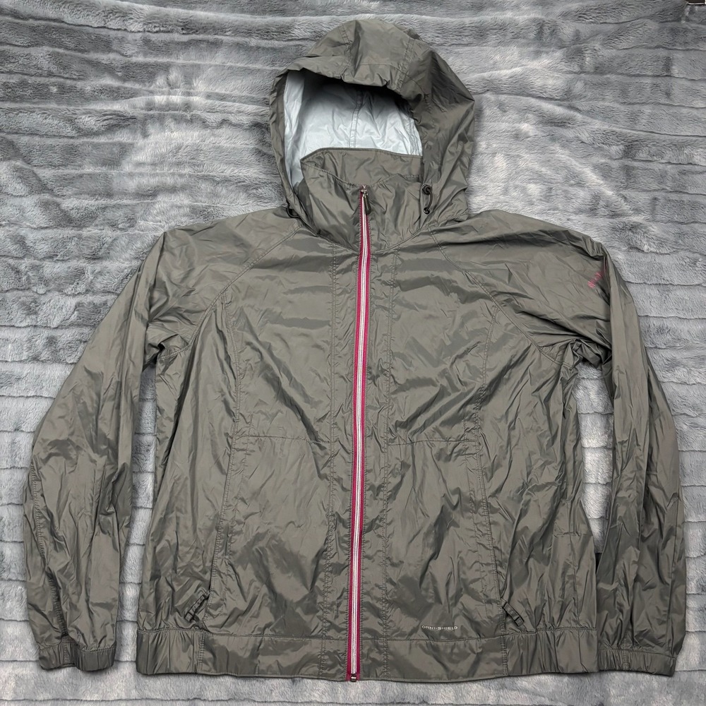 Columbia Omni-Shield Windbreaker Jacket Womens 1X Gray Pink Full Zip Hooded
